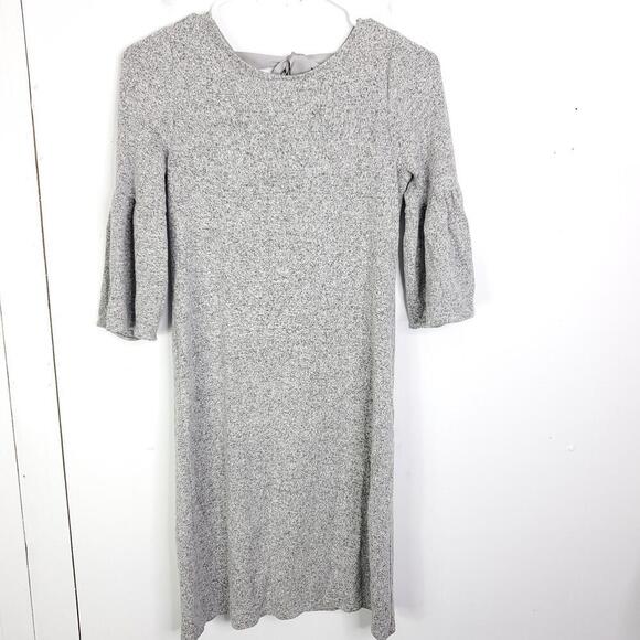 Whbm Dress Womens XXS Bell Sleeve Knit Light Gray Tie Back Short Shift - Picture 1 of 11